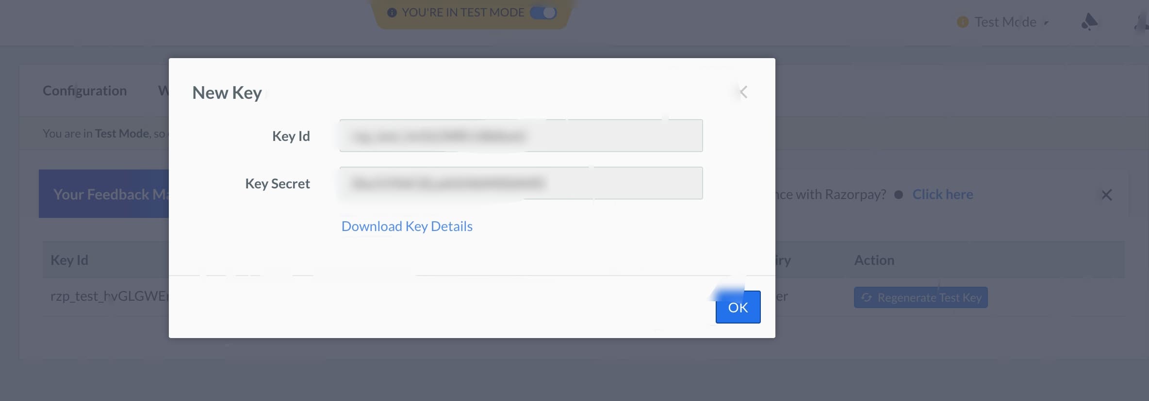 Add RazorPay Credentials