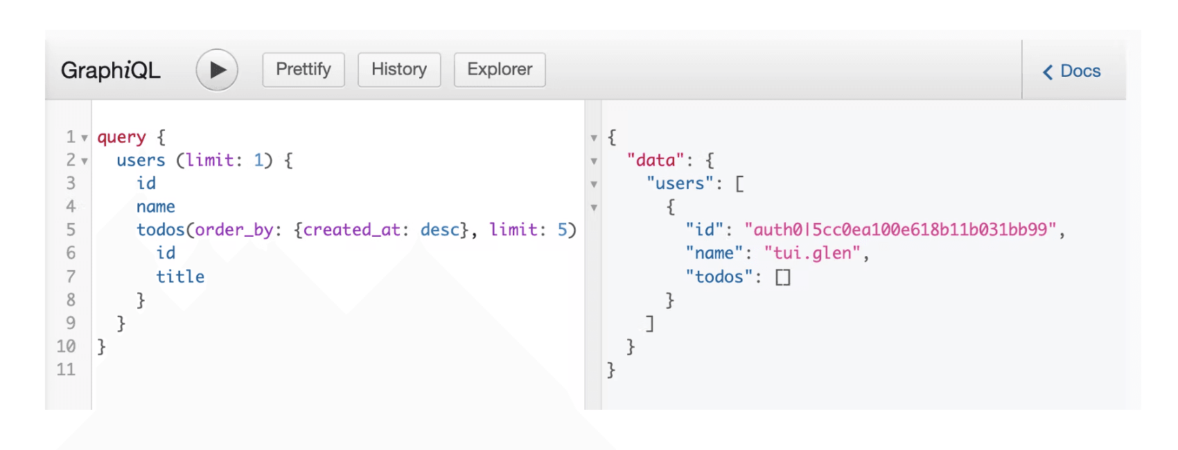 GraphiQL queries example 4